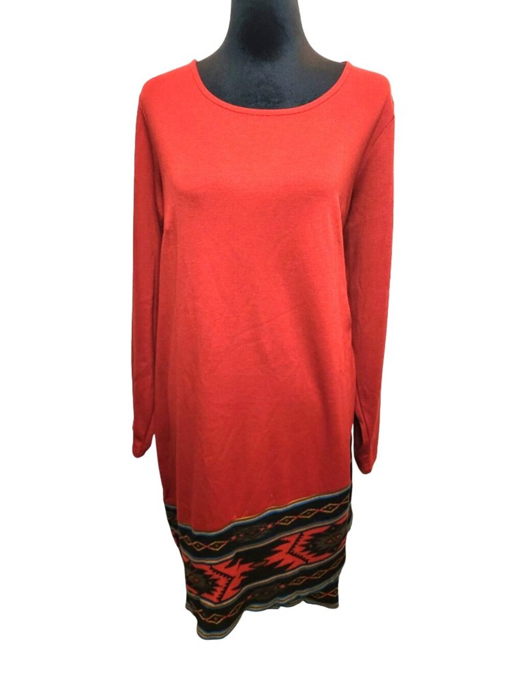 Spense XL 16W  Rust Knit Dress Aztec Boho Western Southwestern Fall Thanksgiving